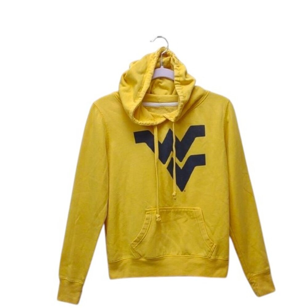 Redshirt Women's WV Yellow Black Graphic LS Kangaroo Hand Warmer Pocket Hoodie